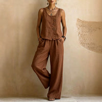 Women's Casual Sleeveless Tank Top And Pants Set