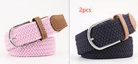 Women's Canvas Belt Student Pants Casual Stretch Braided Needle Buckle