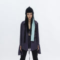 Pleated Satin Abstract Printing Vintage Lace-up Purple Shirt