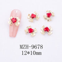 Glass New Year Nail Ornament Red Bow Accessories