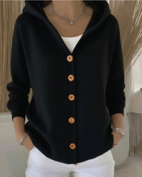 Ins Button Hooded Sweater Fashion Autumn And Winter Knitted Cardigan Casual Commuter Long Sleeve Top Women's Clothing