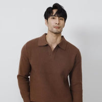 Solid Color Shirt Collar Men's Long Sleeve With Collar Outerwear Autumn Top Trendy Fake Two-piece