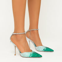 Gradient Color Full-Blown Crystal Fairy High Heels