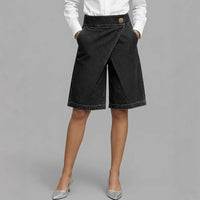 Women's Imitation Denim Asymmetric Cropped Pants