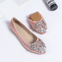 New Bow Pointed Low-cut Rhinestone Pumps