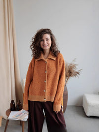Laid-back Flattering Stitching Lapel Knitted Sweater