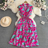 Elegant V-neck Printed Dress For Women