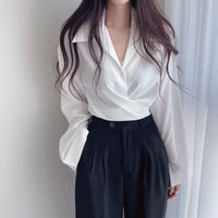 Waist-tight Slimming Lace-up Single-breasted Short Shirt