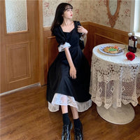 Retro French Hepburn-style Black Dress For Women