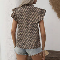 Summer New V-Neck Printed Lace-Up Top