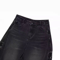 Washed Old Worn Cat Beard Denim Shorts