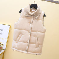 Sleeveless Vest Warm Down Cotton Lamb Wool Vest For Women
