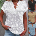 Simple Casual Solid Color V-Neck Short-Sleeve Top For Women