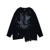 Retro Hot Girl Ripped Design Knitted Pullover Sweater