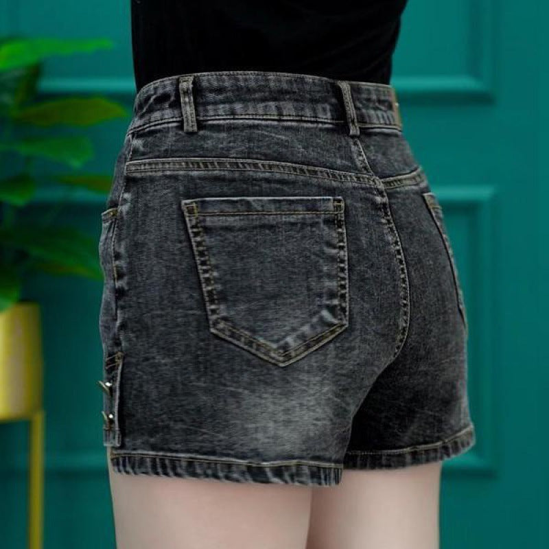 High Waist Denim Shorts Slimming Versatile Loose Word Outerwear Hot Pants Trendy