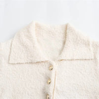 Autumn New Elegant Lapel Elbow Sleeve Sweater Women
