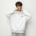 Letter-printed Lapel-button Long-sleeve Hoodie