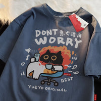 Cotton Loose Funny Short-sleeved T-shirt Men's Summer Casual