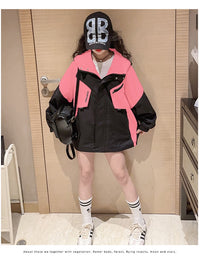 Girl All-match Western Style Fashion Colorblock Coat