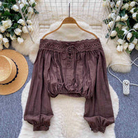 Stylish Cleverly Designed Off-Shoulder Long-Sleeve Shirt For Women