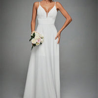 New Lace V-Neck Strap Evening Gown