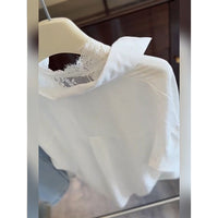 Sophisticated Versatile White Lace-panelled Blouse