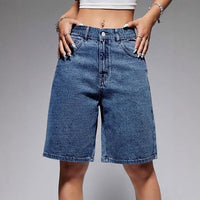 Casual Mid-Waist Straight-Cut Cropped Denim Womens Pants