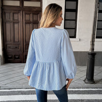 Elegant Striped Long Sleeve Tied T-shirt Shirt Women's Clothing