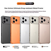 Mobile Phone Case With Seahorse Buckle And Four Corner Anti Drop Metal Frame