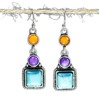 Ethnic Style Earrings Ancient Silver Simple And Exquisite Gemstone
