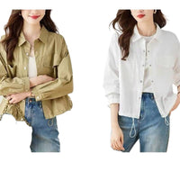 Retro Short Western Style Top Long Sleeve Tooling Casual Thin Coat