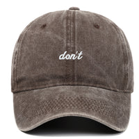 Letter Don't Embroidered Washed Old Soft Top Baseball Cap