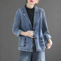 Autumn New Patchwork Pocket Loose Retro Long Sleeve Top