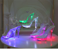 Luminous Stiletto Platform Sheer Model Crystal Sandals