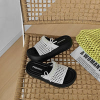 2026 Summer New Women's Platform Hollow Woven Slide Sandals, Outdoor Mesh Breathable Soft Non-Slip Slippers
