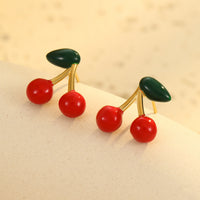 Unique Design Cute Cherry Stud Earrings