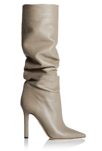 Solid Color Lychee Pattern Wedge Heel Sexy Pointed Toe Over The Knee Fashionable High-top Boots