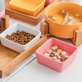 Cat Bowl Snack Plate Ceramic Wood Anti-Tip
