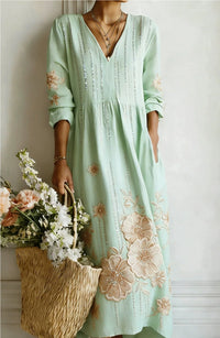 Women's Loose-fitting Fashion V-neck Printed Dress