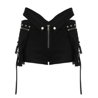 Design Pocket Stitching V-shaped Waist Of Trousers-head Hot Girl Ribbon INS Casual Shorts