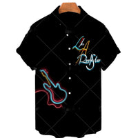 Men's Short-sleeved Casual Music Printing 3D Shirt Versatile