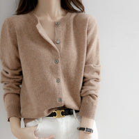 Women's Solid Color Loose Round Neck Knitted Sweater Coat