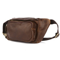 Simple Retro First-Layer Cowhide Mens Chest Bag