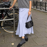 Women's Simple Slim Fit Long High Waist Skirt