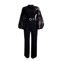 Women's Mesh Lantern Sleeve Jumpsuit
