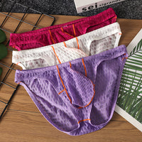 Men's Fashion Ice Silk Low Waist Lace Briefs