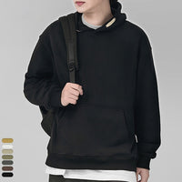 Autumn Trendy Korean Preppy Style Solid Color Pullover Hooded Loose Sweater Men
