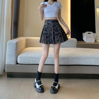 Camouflage All-Match Mid-Rise Pleated A-Line Skirt
