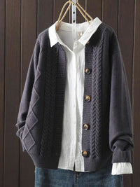 Knitted Cardigan Cable-Knit Sweater Coat For Women