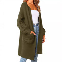Knitted Cable Lantern Sleeve Coat Sweater